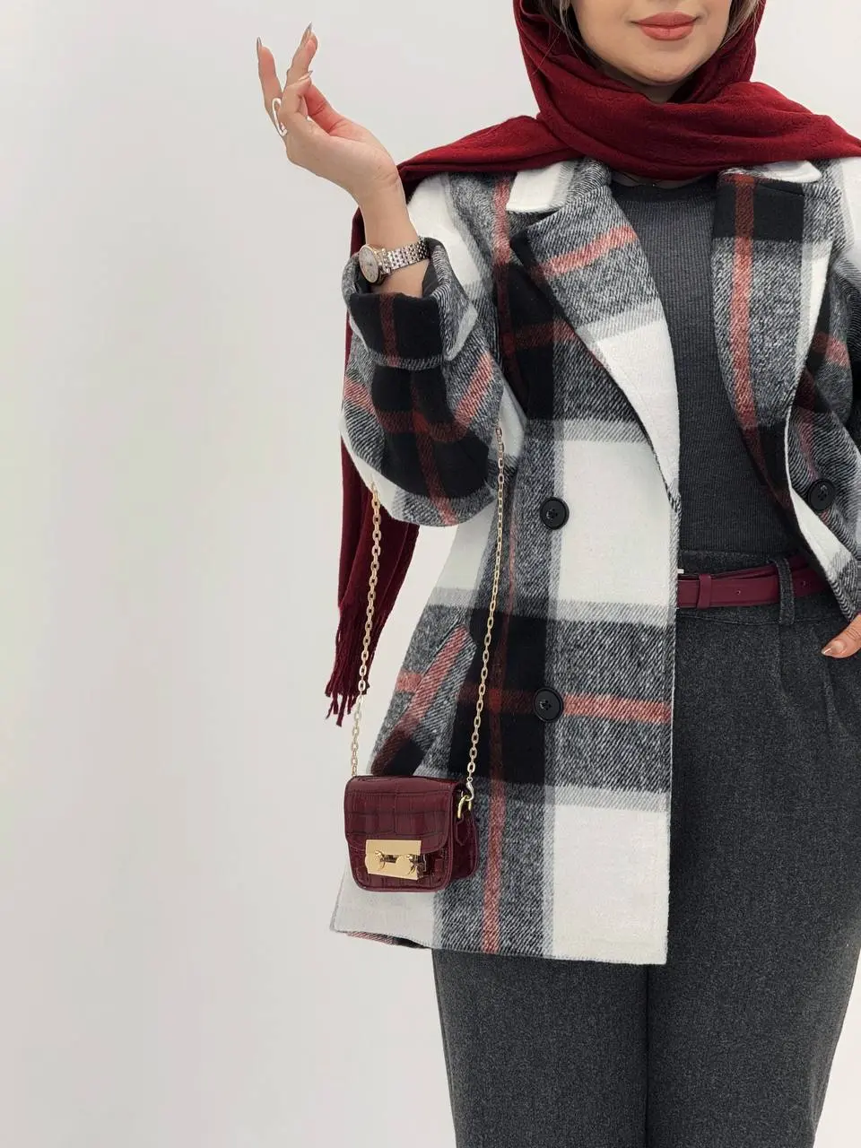 3568-کت چهارخونه شکلات